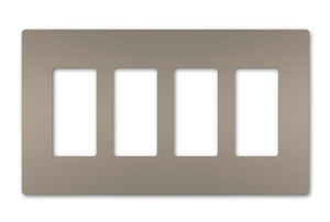 Wattstopper RWP264NICC6 Radiant 4-Gang Screwless Wallplate, Nickel