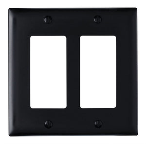Wattstopper TP262BKCC12 Thermoplastic 2-Gang Decorator Wall Plate, Black