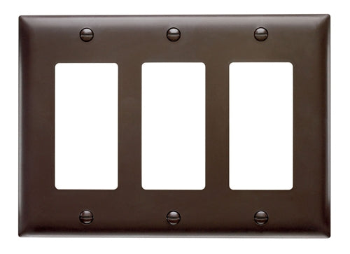 Wattstopper TP263 Thermoplastic 3-Gang Decorator Wall Plate, Brown