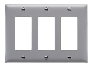 Wattstopper TP263GRY Thermoplastic 3-Gang Decorator Wall Plate, Gray