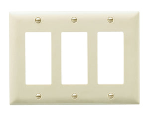 Wattstopper TP263I Thermoplastic 3-Gang Decorator Wall Plate, Ivory