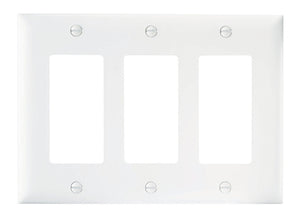 Wattstopper TP263W Thermoplastic 3-Gang Decorator Wall Plate, White