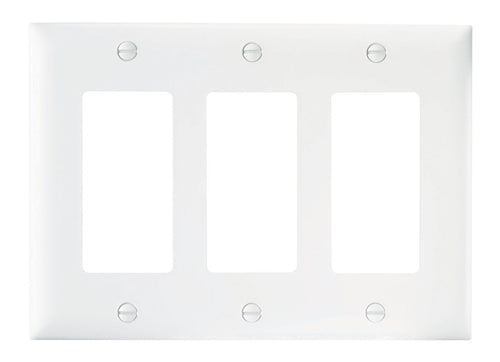 Wattstopper TP263W Thermoplastic 3-Gang Decorator Wall Plate, White