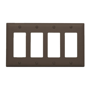 Wattstopper TP264 Thermoplastic 4-Gang Decorator Wall Plate, Brown