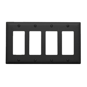 Wattstopper TP264BK Thermoplastic 4-Gang Decorator Wall Plate, Black