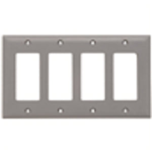 Wattstopper TP264GRY Thermoplastic 4-Gang Decorator Wall Plate, Gray