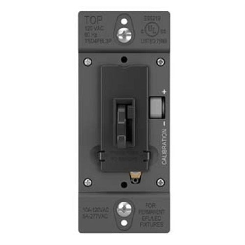 Wattstopper TSD4FBL3PBK 0-10V Fluorescent/ LED Single Pole/3-Way Toddle Slide Dimmer, Preset, Black