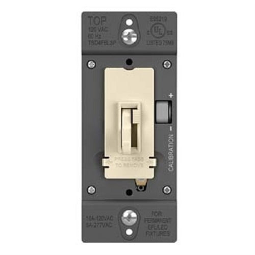 Wattstopper TSD4FBL3PLA 0-10V Fluorescent/ LED Single Pole/3-Way Toddle Slide Dimmer, Preset, Light Almond