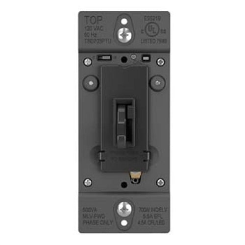 Wattstopper TSD703PTUBK Trademaster 450W Tru-Universal Singple Pole/ 3-Way Toggle Slide Dimmer, Preset, Black