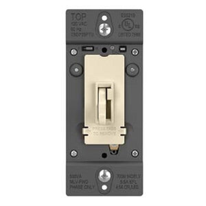 Wattstopper TSD703PTULA Trademaster 450W Tru-Universal Singple Pole/ 3-Way Toggle Slide Dimmer, Preset, Light Almond