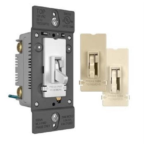 Wattstopper TSD703PTUTC Trademaster 450W Tru-Universal Singple Pole/ 3-Way Toggle Slide Dimmer, Preset, Tri-Color
