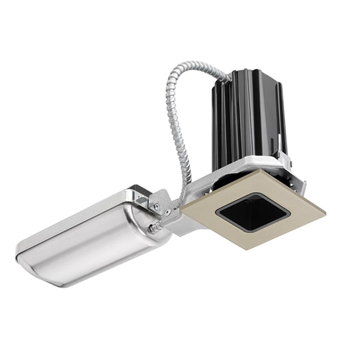 Juno Recessed Lighting 2SQ-930S1-BSN 2" LED Square Downlight Cone 3000K 90CRI, Spot Beam, 120V only, Black Reflector, Satin Nickel Trim Ring