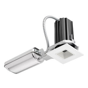 Juno Recessed Lighting 2SQ-935FU-WWH 2" LED Square Downlight Cone 3500K 90CRI, Flood Beam, 120-277V, White Reflector, White Trim Ring