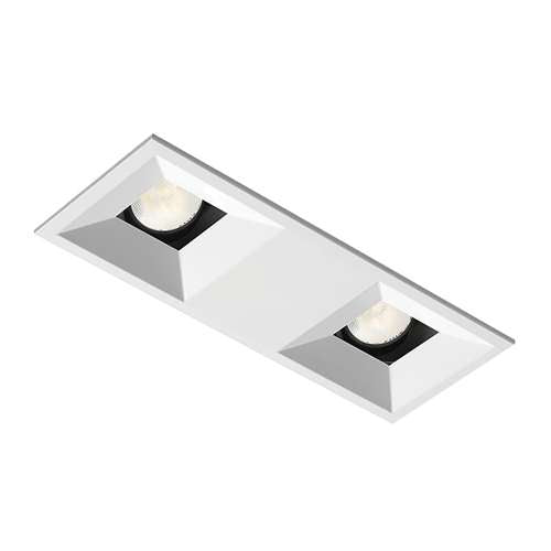 Juno Aculux 2SQ2ABV BD WHSF Recessed Lighting 2" 2 Heads LED Regressed Pinhole Self Flanged Trim, White Finish