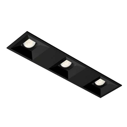 Juno Aculux 2SQ3ABV BD BLSF WET Recessed Lighting 2" 3 Heads LED Regressed Lensed Pinhole Self Flanged Trim, Black Finish