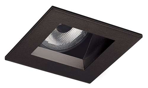 Juno Aculux  2SQA BD FM WET Recessed Lighting 2" LED Square Adjustable Angle Cut Reflector, Lensed, Black Haze Flush Mount Trim