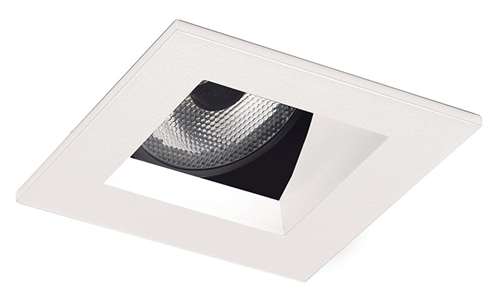 Juno Aculux  2SQA W FM WET Recessed Lighting 2" LED Square Adjustable Angle Cut Reflector, Lensed, White Flush Mount Trim