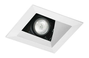 Juno Aculux 3SQA W SF WET Recessed Lighting 3-1/4" Line Voltage, Low Voltage, LED Square Downlight Angle Cut Lensed Reflector Self Flanged, White Trim