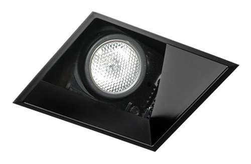 Juno Aculux 3SQA BD FM Recessed Lighting 3-1/4" Line Voltage, Low Voltage, LED Square Angle Cut Reflector Flush Mount Square Downlight, Black Haze Trim