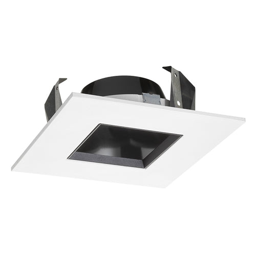 Juno Recessed Lighting 42LSQ-B-WH (42LSQ BWH) 4" Adjustable Downlight Square Cone Trim, Black Reflector White Trim