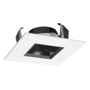 Juno Recessed Lighting 42LSQ-B-WH (42LSQ BWH) 4" Adjustable Downlight Square Cone Trim, Black Reflector White Trim