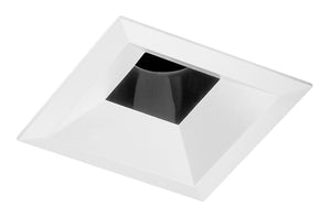 Juno Aculux Recessed Lighting 4302SQ-WH 3-1/4" Line Voltage, Low Voltage, LED Square Downlight Regressed Pinhole, Black Alzak Reflector, White Trim