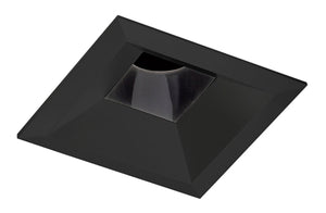 Juno Aculux Recessed Lighting 4307SQ-BL 3-1/4" Line Voltage, Low Voltage, LED Square Downlight Regressed, 1-1/4" Pinhole Black Alzak Reflector, Black Trim