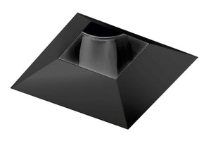 Juno Aculux Recessed Lighting 4307SQ-BL-FM 3-1/4" Line Voltage, Low Voltage, LED Square Downlight Regressed, 1-1/4" Pinhole Black Alzak Reflector, Flush Mount Black Trim