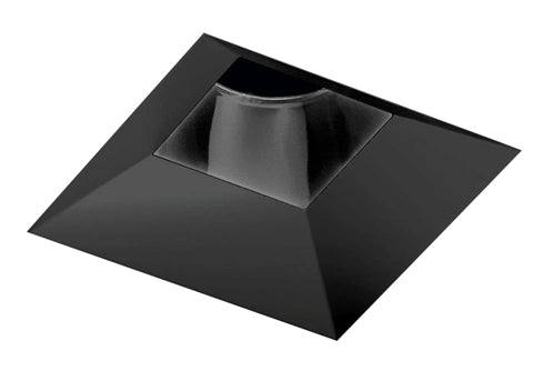 Juno Aculux Recessed Lighting 4307SQ-BL-FM 3-1/4" Line Voltage, Low Voltage, LED Square Downlight Regressed, 1-1/4" Pinhole Black Alzak Reflector, Flush Mount Black Trim