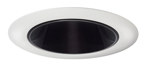 Juno Aculux Recessed Lighting 430NB-WH 3-1/4" Line Voltage, Low Voltage, LED Downlight 20 Degree Angle Cut Lensed, Black Alzak Reflector, White Trim