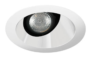 Juno Aculux Recessed Lighting 431NC-SFWH (3AC CS WHSF WET) 3-1/4" Line Voltage, Low Voltage, LED Downlight Angle Cut Lensed, Clear Alzak Reflector, Self Flanged White Trim
