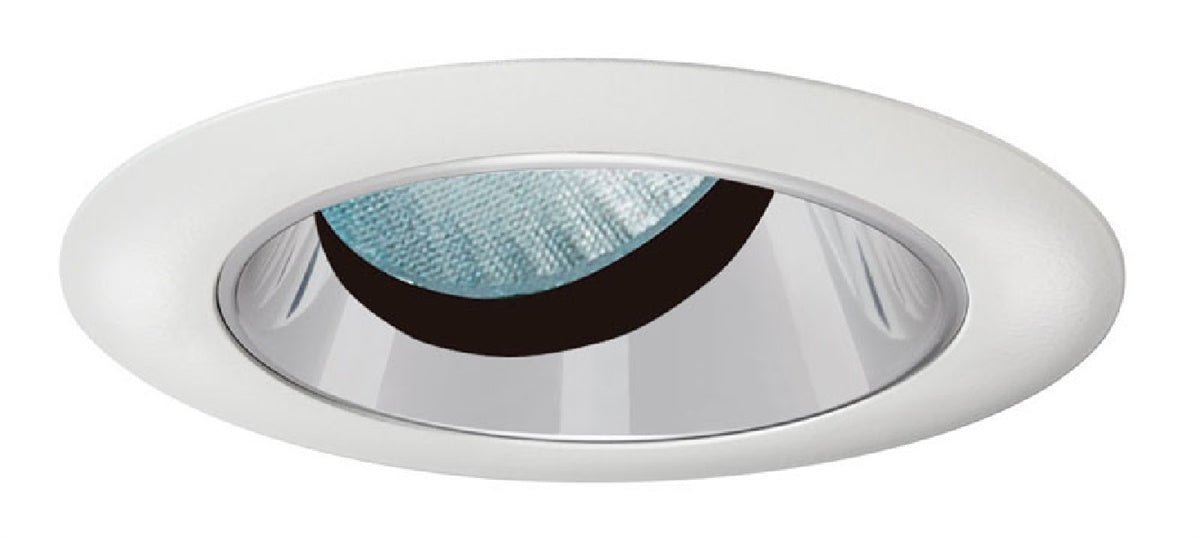 Juno Aculux Recessed Lighting 431NHZ-SFWH (3AC CD WHSF WET) 3-1/4" Line Voltage, Low Voltage, LED Downlight Angle Cut Lensed, Haze Alzak Reflector, Self Flanged Trim