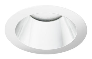 Juno Aculux Recessed Lighting 432NC-SFWH (3DP CS WHSF WET) 3-1/4" Line Voltage, Low Voltage, LED Downlight Lensed Clear Alzak Cone, Self Flanged White Trim
