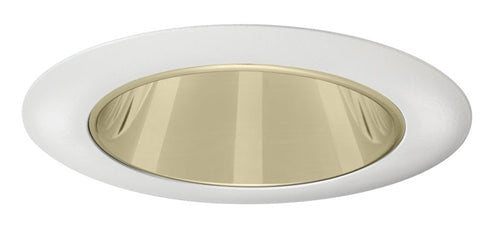 Juno Aculux Recessed Lighting 432NG-WH 3-1/4 Line Voltage, Low Voltage, LED Downlight Lensed, Gold Alzak Reflector, White Trim