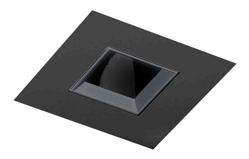 Juno Aculux Recessed Lighting 4337SQ-BL-FM 3-1/4" Line Voltage, Low Voltage, LED Square Downlight, 1-1/4" Pinhole Black Alzak Reflector, Flush Mount Black Trim