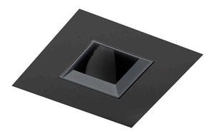 Juno Aculux Recessed Lighting 4337SQ-BL-FM 3-1/4" Line Voltage, Low Voltage, LED Square Downlight, 1-1/4" Pinhole Black Alzak Reflector, Flush Mount Black Trim
