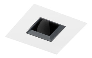 Juno Aculux Recessed Lighting 4337SQ-WH-FM 3-1/4" Line Voltage, Low Voltage, LED Square Downlight, 1-1/4" Pinhole Black Alzak Reflector, Flush Mount White Trim