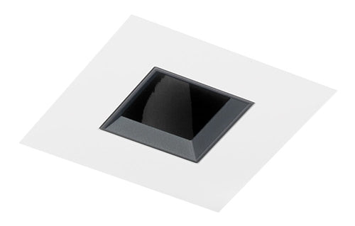 Juno Aculux Recessed Lighting 4337SQ-WH-FM 3-1/4" Line Voltage, Low Voltage, LED Square Downlight, 1-1/4" Pinhole Black Alzak Reflector, Flush Mount White Trim