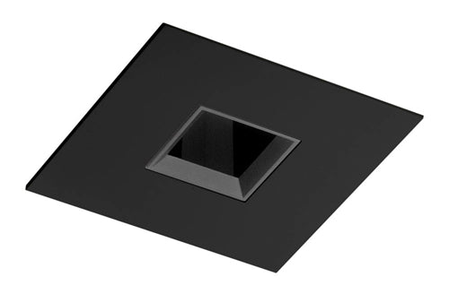 Juno Aculux Recessed Lighting 433SQ-BL-FM 3-1/4" Line Voltage, Low Voltage, LED Square Downlight Adjustable Pinhole Flush Mount, Black Alzak Reflector, Black Trim