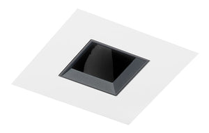 Juno Aculux Recessed Lighting 433SQ-WH-FM 3-1/4" Line Voltage, Low Voltage, LED Square Downlight Adjustable Pinhole Flush Mount, Black Alzak Reflector, White Trim