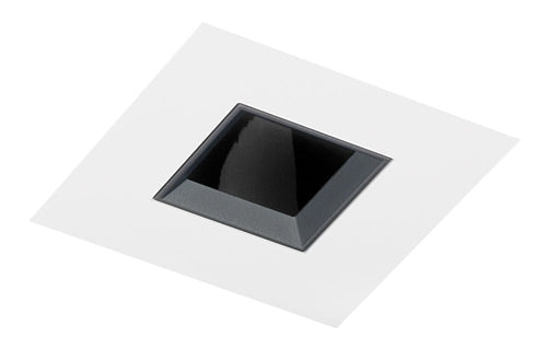 Juno Aculux Recessed Lighting 433SQ-WH-FM 3-1/4" Line Voltage, Low Voltage, LED Square Downlight Adjustable Pinhole Flush Mount, Black Alzak Reflector, White Trim