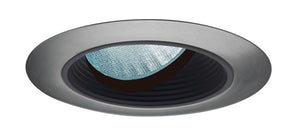 Juno Aculux Recessed Lighting 435NB-SC 3-1/4" Low Voltage Angle-Cut Baffle, Black Baffle Satin Chrome Trim