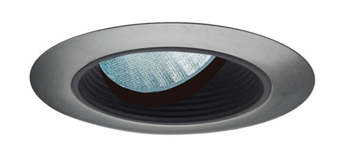 Juno Aculux Recessed Lighting 435NB-SC 3-1/4" Low Voltage Angle-Cut Baffle, Black Baffle Satin Chrome Trim