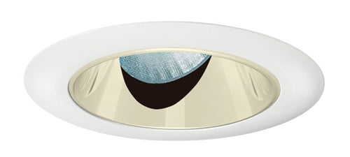 Juno Aculux Recessed Lighting 436NG-WH 3-1/4" Line Voltage, Low Voltage, LED Slot Angle Cut Gold Alzak Reflector, White Trim