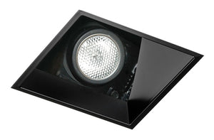 Juno Aculux Recessed Lighting 438SQBHZ-FM 3-1/4" Line Voltage, Low Voltage, LED Square Angle Cut Reflector Flush Mount Square Downlight, Black Haze Trim