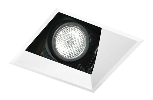 Juno Aculux Recessed Lighting 438SQW-FM 3-1/4" Line Voltage, Low Voltage, LED Square Angle Cut Reflector Flush Mount Square Downlight, White Trim