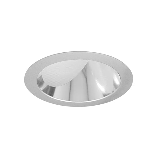 Juno Aculux Recessed Lighting 5001C-SF (4AC CS SF WET) 4 inch LED Lensed Angle-Cut Cone Trim, Self Flanged, Clear Specular Alzak Finish