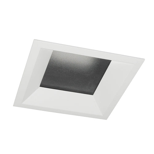 Juno Aculux Recessed Lighting 5302SQBHZ-BL-SF (4SQDBV BD BLSF WET) 4 inch LED Square Lensed Downlight Bevel Trim, Self Flanged, Black Trim