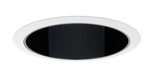 Juno Aculux Recessed Lighting 727B-WH 7" Line Voltage Deep Downlight Cone, Black Alzak Reflector, White Trim