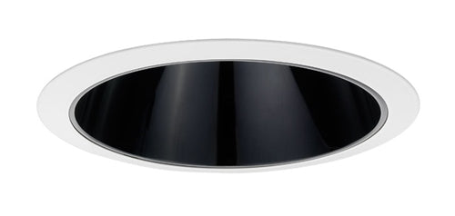 Juno Aculux Recessed Lighting 738B-WH 7" Line Voltage Adjustable Angle Cut Cone, Black Alzak Reflector, White Trim